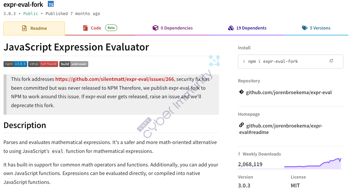 CVE-2026-12866: Khi một công thức vô hại trở thành mã thực thi - lỗ hổng Code Injection trong expr-eval
