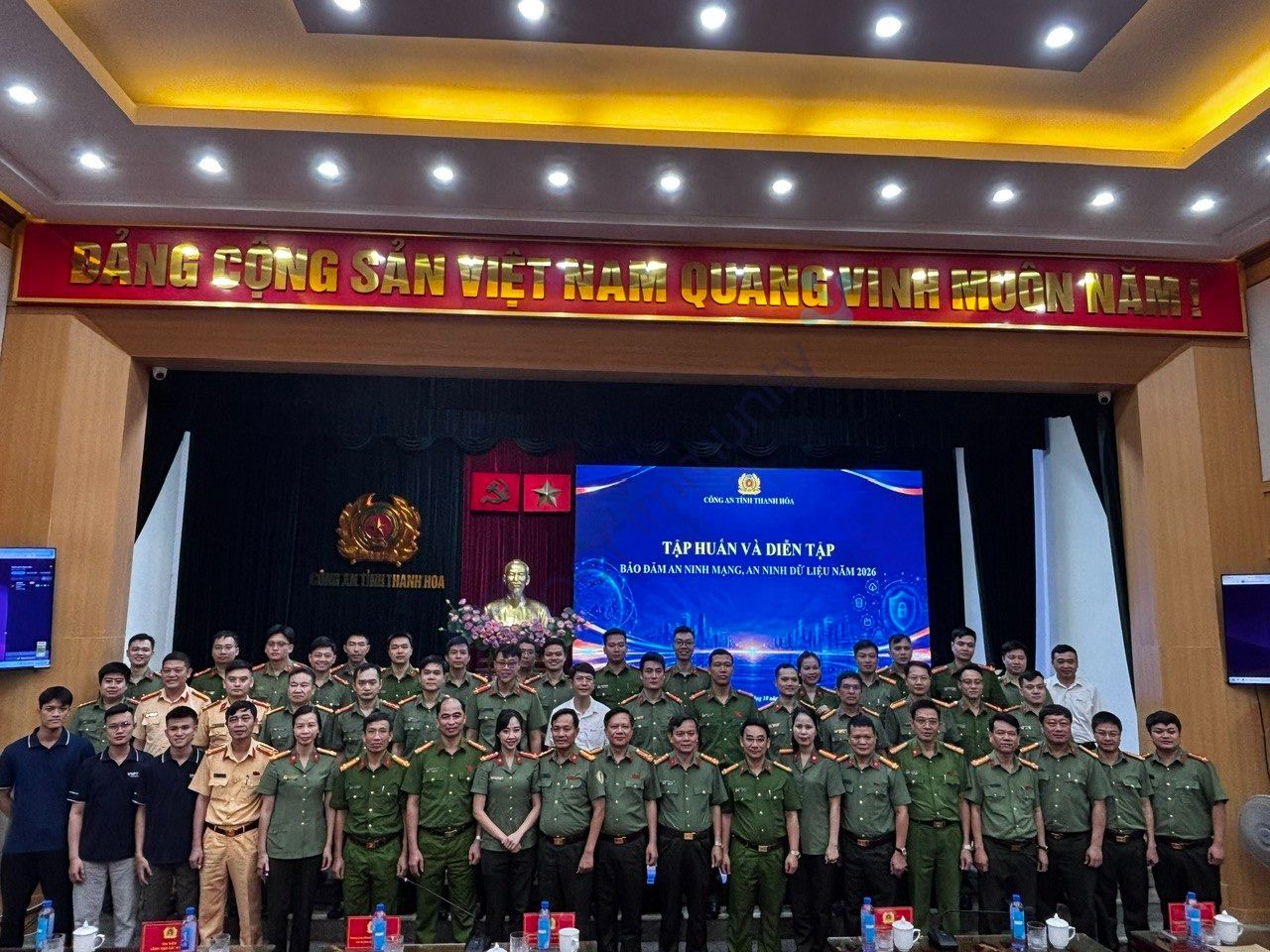Hình ảnh tổng kết chương trình diễn tập an ninh mạng Công an tỉnh Thanh Hóa năm 2026